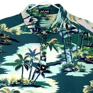 Bad Birdie Golf Polo Tropic Thunder Palm Trees Mens Performance Stretch XL